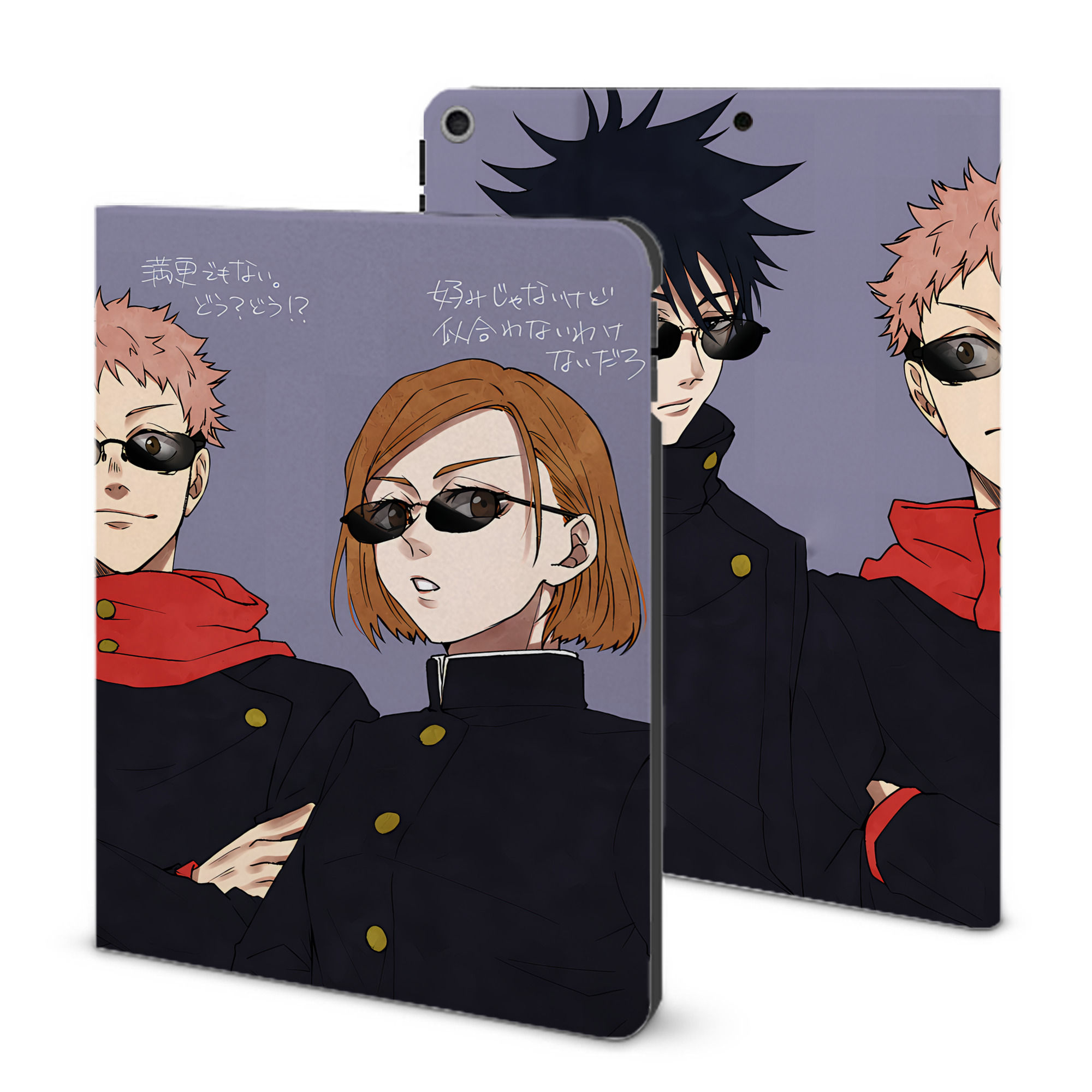 （画像用） 呪術廻戦 Jujutsu Kaisen IPad ケース ブック型 PUレザー TPU 耐衝撃 軽量 薄型 ペン収納なし 全面保護 IPad 各モデル対応
